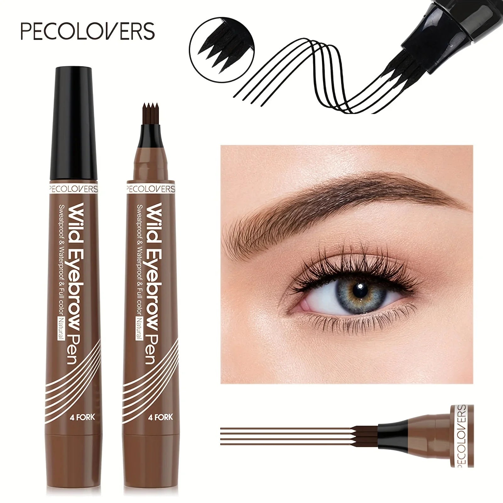 5 Colors Liquid Eyebrow Pen, Long Lasting Eyebrow Tattoo Pen, 4-splitted