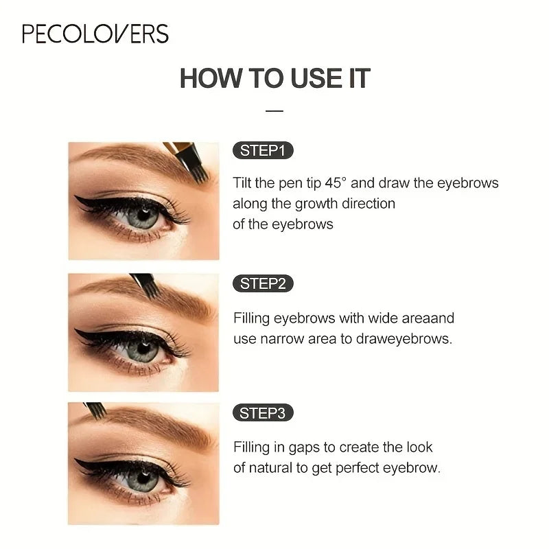 5 Colors Liquid Eyebrow Pen, Long Lasting Eyebrow Tattoo Pen, 4-splitted