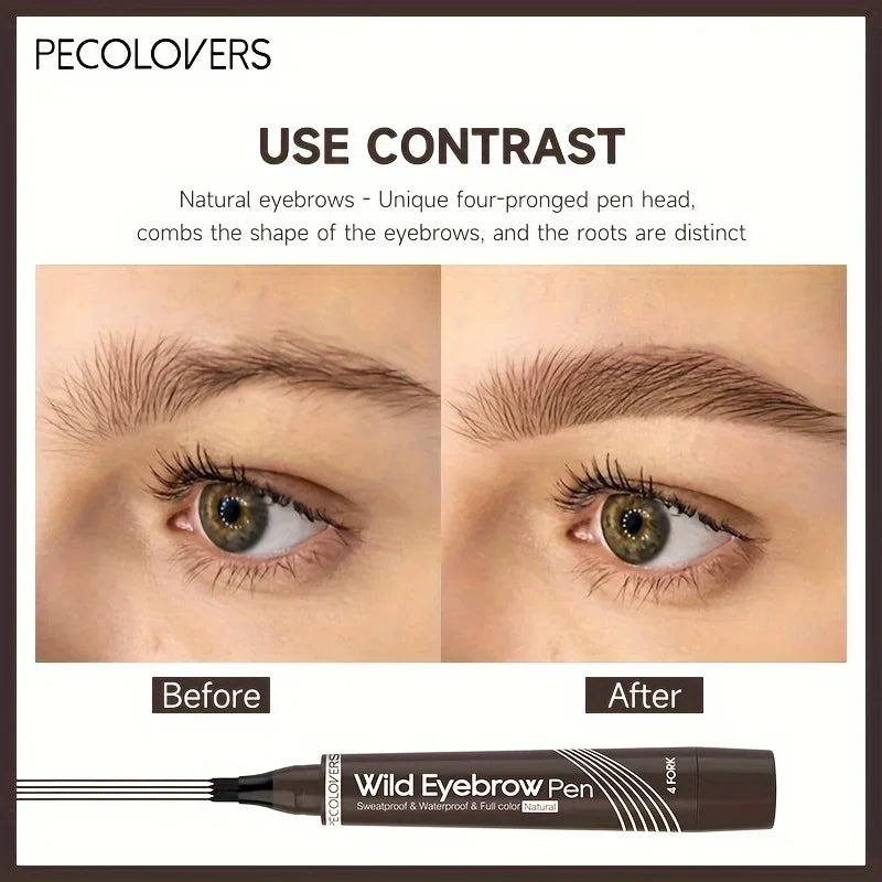 5 Colors Liquid Eyebrow Pen, Long Lasting Eyebrow Tattoo Pen, 4-splitted