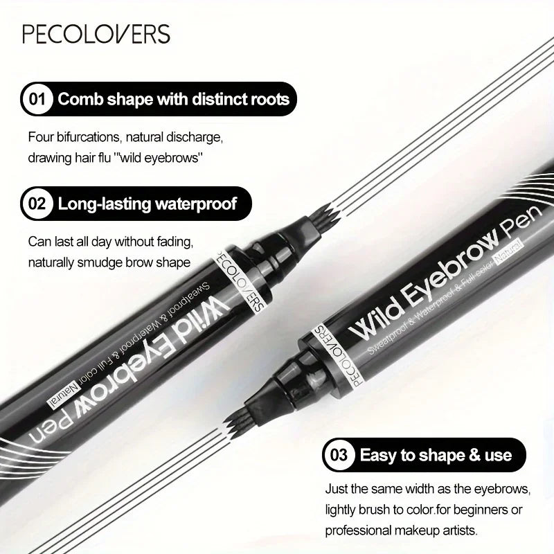 5 Colors Liquid Eyebrow Pen, Long Lasting Eyebrow Tattoo Pen, 4-splitted